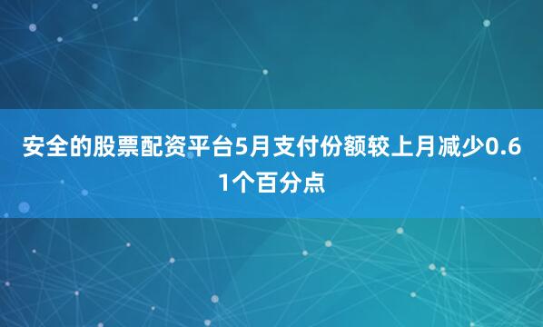 安全的股票配资平台5月支付份额较上月减少0.61个百分点